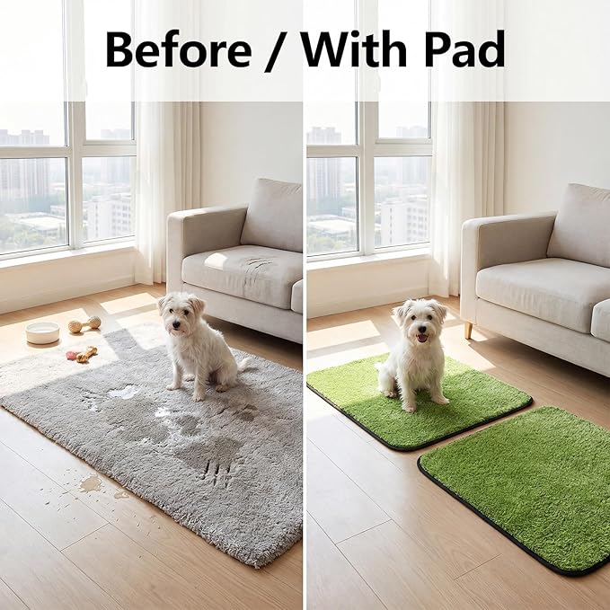 Reusable Dog Puppy Pads, Soft Washable Pee Pads Leakproof 18 x 24 in 2 Pack | Non-slip backing, Efficient Absorbent Multi-use Pad for Crates, Floors, Car Seats, Puppy Training and Incontinence