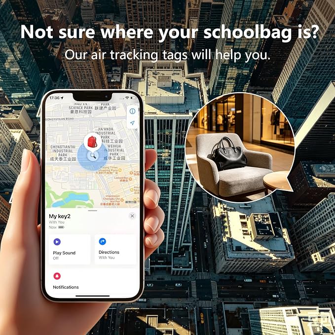 2026 Air Tracker Tags, Bluetooth Smart Tags Works with Apple Find My & Android Devices,100dB Loud Sound IP67 Key Finder Item Locator, GPS Tracking Device for Wallet Luggage Car Dog Pets-1Pack