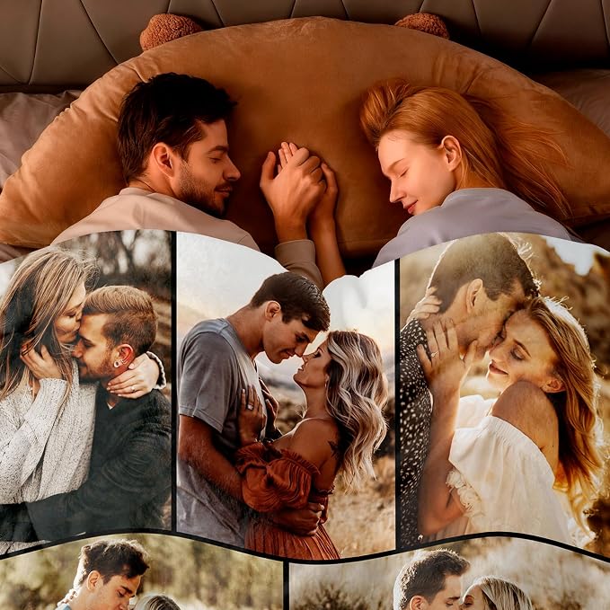 SHIPS NEXT DAY Custom Blanket with Picture Text Personalized Throws Blanket with Photos Customize Blanket Customizable Blankets Customized Gifts for Mom Dad Couple Girlfriend Boyfriend Wife Husband