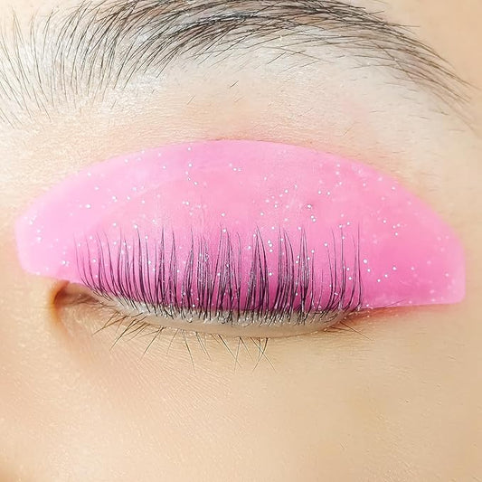 Flat Lash Lift Shields Glueless Ultra Thin Silicone Pads for Perming Lotion No.1, Lash Softening Shields for Easy Korean Eyelash Lift (Glitter Rose)