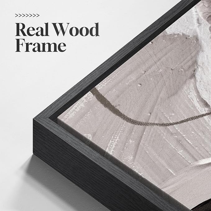 Large Framed Black and White Grey Abstract Wall Art for Living Room, 3 Piece Modern Canvas Prints Paintings Artwork for Walls, Minimalist Abstract Pictures for Hallway, Office Wall Decor 24x36 Inch