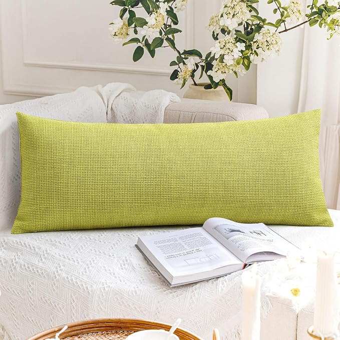 OTOSTAR Linen Throw Pillow Cover Set of 1 Decorative Long Lumbar Pillowcase Rectangle Cushion Cover 14x36 Inch for Home Decor Sofa Bedroom Car 35 x 90CM Sage Green