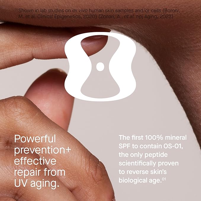 OneSkin FACE SPF OS-01 Peptide Broad Spectrum SPF 30+ Mineral Sunscreen- Scientifically Proven to Protect Skin from UV Aging, Includes Potent Antioxidants (Untinted)