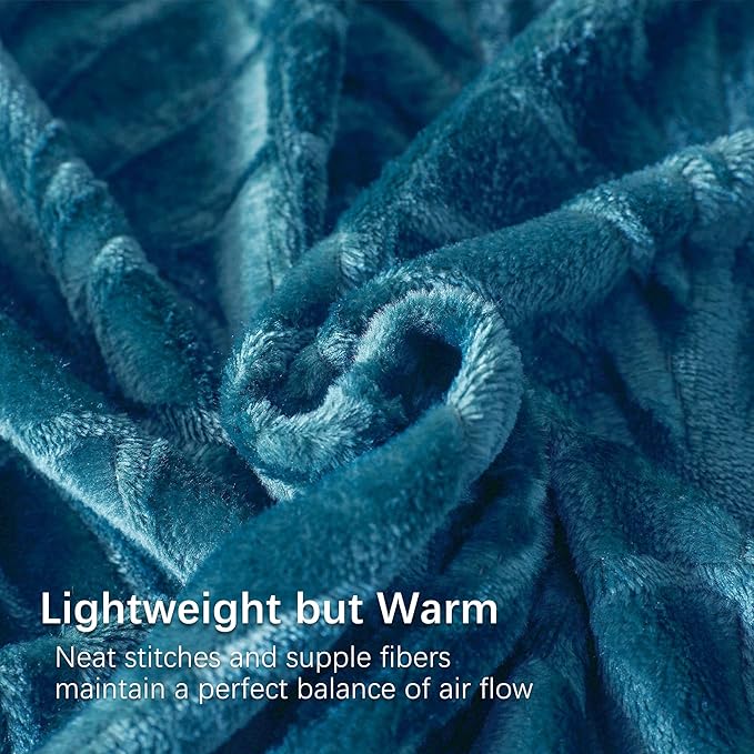 Whale Flotilla Soft Flannel Fleece Throw Blanket for Couch, Teal | Cozy Lightweight Breathable Velvet Sofa Throws, Plush Fluffy Vintage Pattern Decorative Blanket for Bed, All Season, 50"x60"