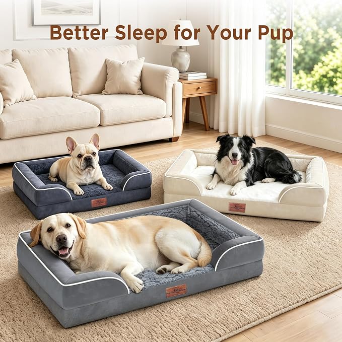 Comfort Expression Waterproof Orthopedic Dog Bed for Medium Size Dog | Supportive Egg Crate Foam Medium Pet Bed with Removable Bolsters, Dog Couch with Washable Cover & Non-Slip Bottom, 30x20 Inch