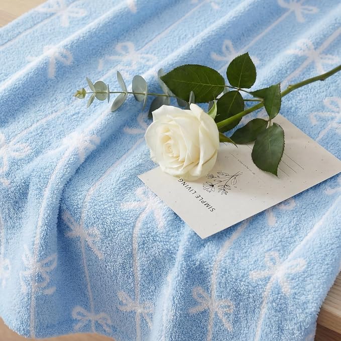 Soft Throw Blanket for Couch-Cozy Reversible Knitted Blankets | Lightweight Warm Fluffy Decor for Women, Mom, Her & Girls, Sofa, Chair, Bed, 50x60in, Blue Bow
