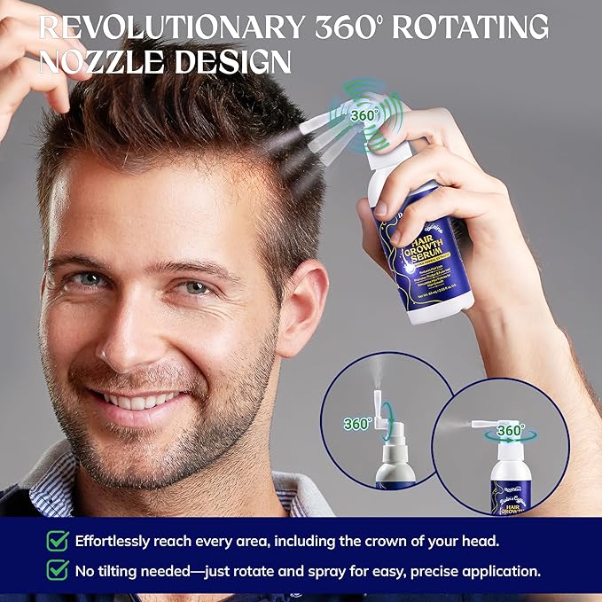 Hair Growth Serum, Rice Water & Biotin & Caffeine, Hair Growth Spray for Men & Women, Hair Oils for Hair Growth - Hair Thinning, Longer, Fuller Hair, Enriched with Seven Herbal Extracts