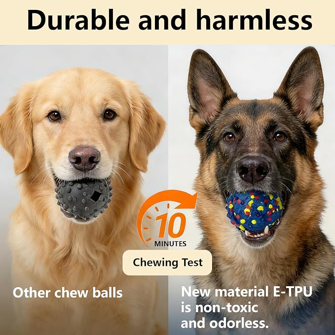 Interactive Dog Toys, Smart E-TPU Dog Ball Durable for Aggressive Chewers | Automatic Moving, Bouncing & Vibrating Ball with Duraspin Design, Keeps Dogs Busy & Entertained, Suitable for All Dogs
