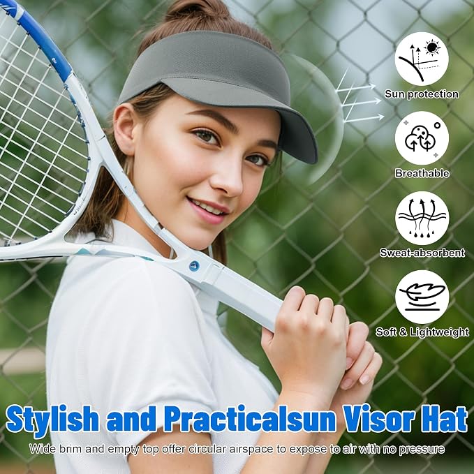 Sukeen Cooling Stretchy Sun Visor for Women Men UV Protection Cooling Hat | Lightweight quick-dry free size vizor with instant cooling, sports visor hat for golf, tennis, cycling, running, pickleball