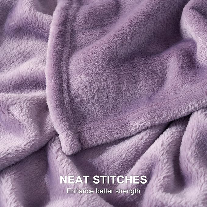 Hansleep Queen Fog Purple Fleece Blanket, Soft Flannel Bed Blanket | Fuzzy Cozy Blanket 90x90 Inches, Multi-use for Bed, Sofa, Couch, Travel, Camping, All Season Warm Lightweight Cover