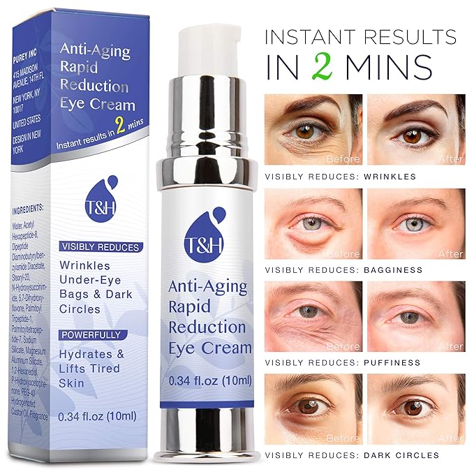 TEREZ & HONOR Anti-Aging Rapid Reduction Under-Eye Cream, Visibly and Instantly Reduces Wrinkles, Dark Circles and Eye Bags in 120 Seconds, Hydrates & Lifts Skin Rapid (0.34 fl.oz)