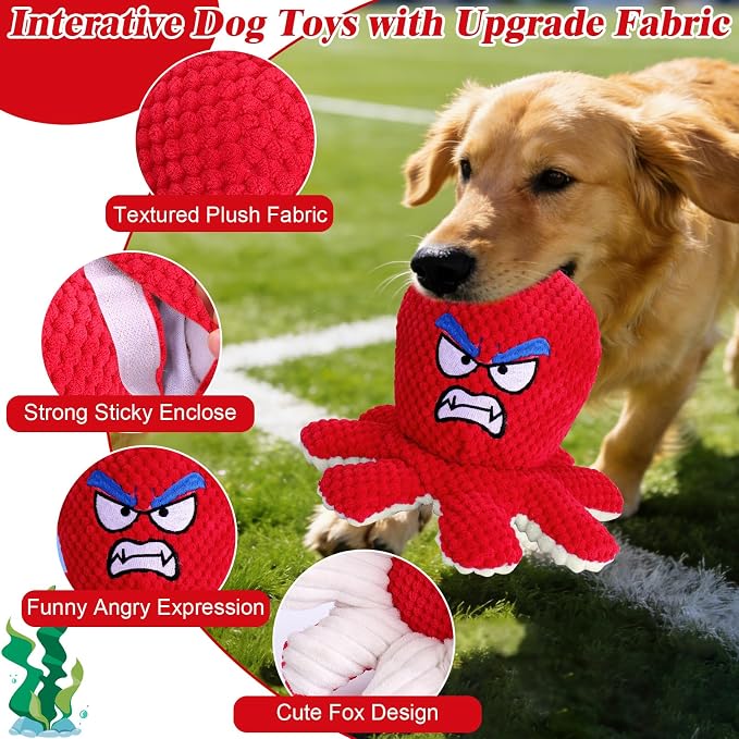 Mity rain Interactive Dog Toys with Thicken Plush, Moving Dog Toy | with Recording Mode Shaking & Singing Mode Bouncing, Funny Ball Jumping to Keep Them Busy & Chase, Rechargeable (Octopus)