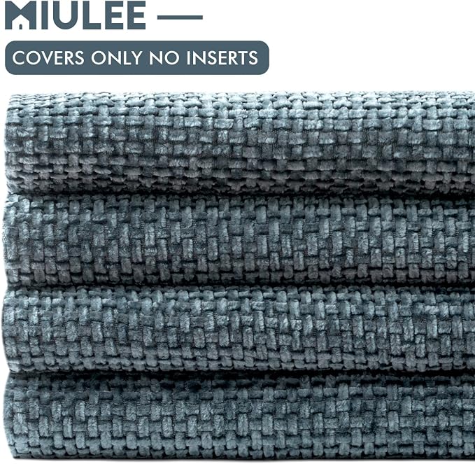 MIULEE Soft Decorative Chenille Pillow Covers Navy Blue 20x20 Pack of 4 | Modern Home Decor, All Same Navy Color Set, Couch Throw Pillows, Farmhouse Boho Cushion Covers for Sofa Bed Living Room