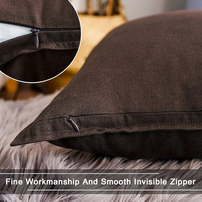 Jeanerlor SureGuard Pillowcase Cousion Cover Decor Cotton Linen with Unique Design to Embellish Study Room/House/Office, 20"x20"(50 x 50cm), Brown