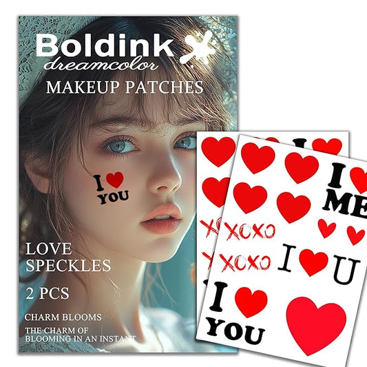 2pcs Makeup Stickers,Waterproof Face Love Heart Temporary Tattoo Stickers,Masquerade Stickers,Wedding Face Makeup Stickers for Women.