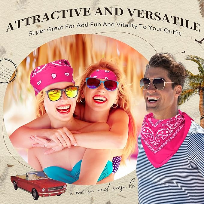 Suhine 12 Pcs Bandanas Bulk 22 x 22 Inch Paisley Headband Cowboy Handkerchief Christmas Thanksgiving Gift for Women Men