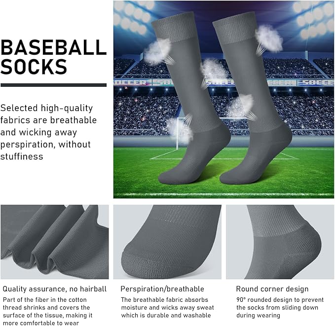 Zhanmai Baseball Belt and Socks Combo Adjustable Softball Socks and Elastic Waist Belt for Youth Boys Girls, Adult