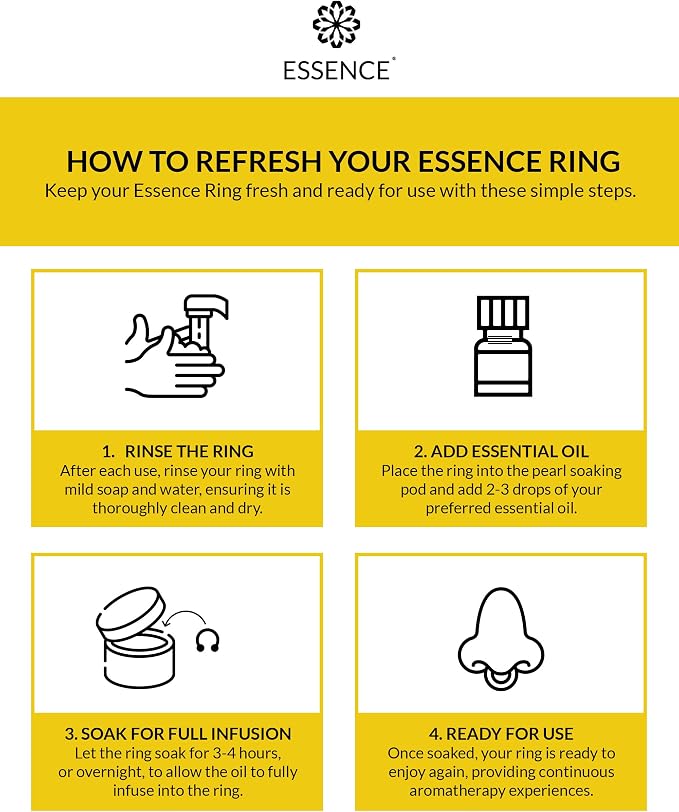 Essence Wearable Aromatherapy Nasal Diffuser – Lemon Essential Oil Nose Ring Silicone Inhaler for Stress & Mood Support - Made in USA & Travel-Friendly