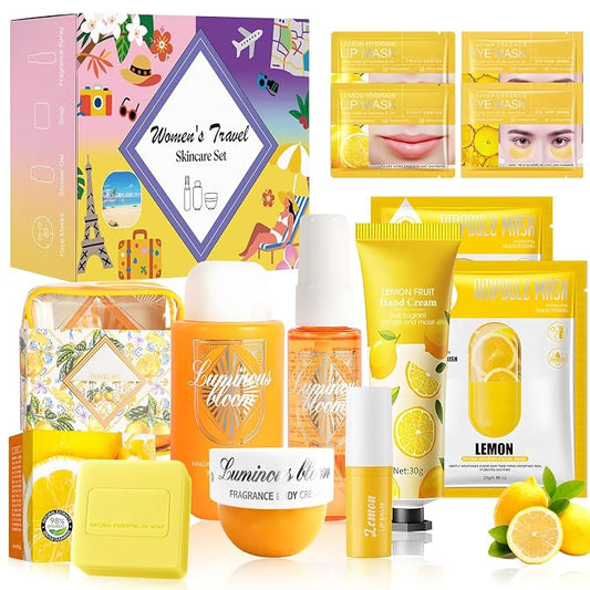 12 Pcs Self Care Kit, Complete Travel Skincare Set for Women Hydration | Includes Body Lotion, Hand Cream, Lip Balm, Eye Mask, Face Mask, Soap, Shower Gel Fragrance Spray, Birthdays Bridal Showers