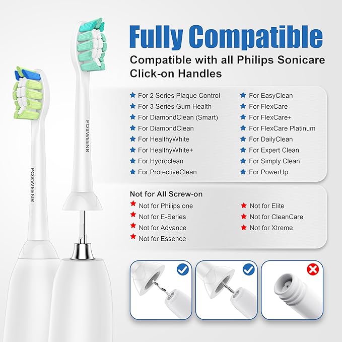 Replacement Toothbrush Heads for Philips Sonicare Replacement Brush Heads Compatible Electric Toothbrush Heads, 10 Pack, Black White