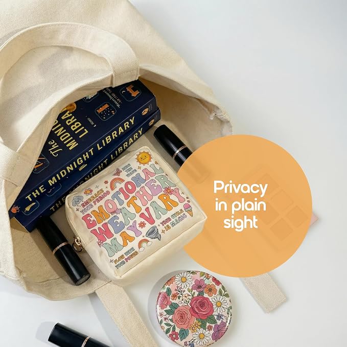 Period Bag – Compact Discreet Tampons & Pad Pouch with Waterproof Lining, Cute & Stylish Period Pouches