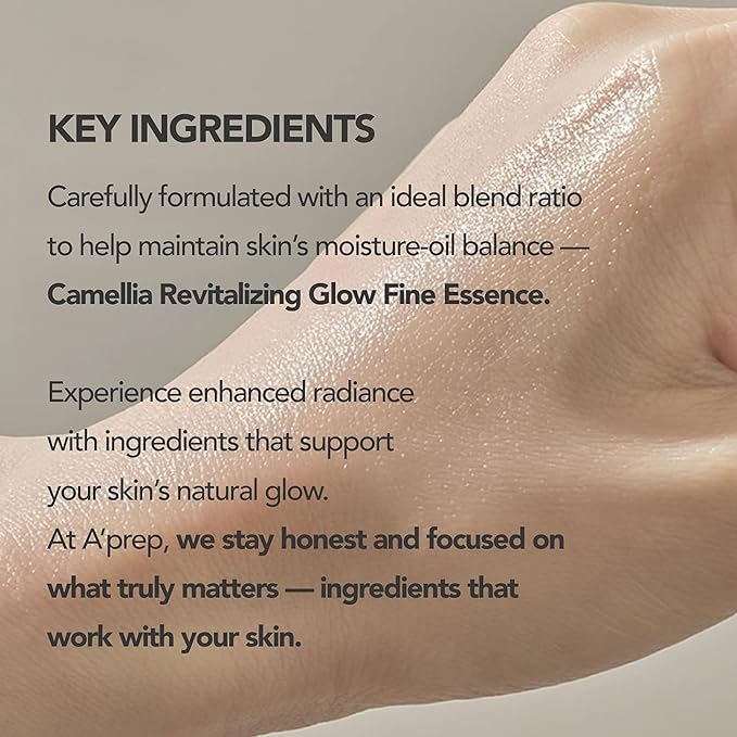 A'Prep Camellia Revitalizing Glow Fine Essence - Hydrating Facial Spray Serum & Setting Spray for Makeup with Niacinamide & Hyaluronic Acid - Korean Face Mist 80ml