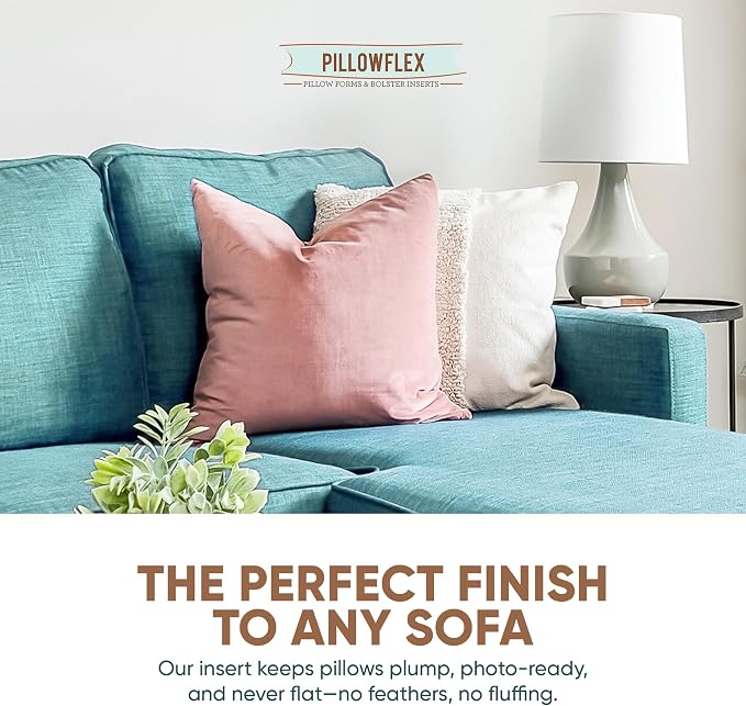 Pillowflex Synthetic Down Pillow Insert 24x24 in - Karate Chop Pillow | Set of 2 - Large Euro Square Sham Form, Plush Polyester Cotton Blend, Cloud-Like Comfort, Clump-Resistant Fill, Smooth Finish