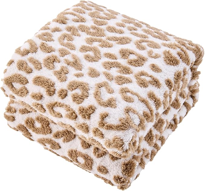 Fluffy Blanket Cheetah Print Blanket Twin Blankets for Bed Couch - 60"x80", Brown