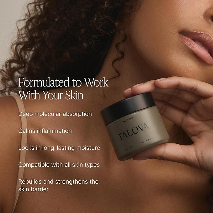 TALOVA - Stainless Steel Facial Roller and Grass-Fed Face + Body Balm