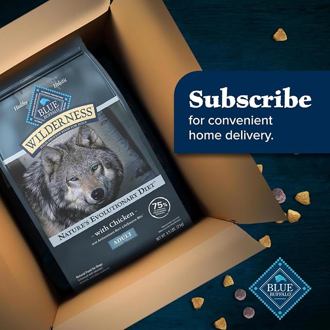 Blue Buffalo Wilderness Chicken & Wholesome Grains Adult Dry Dog Food, 28lb | 39g Protein, Real Chicken #1 Ingredient, Antioxidant-Rich Fruits & Veggies, High Protein to Fuel Adventures