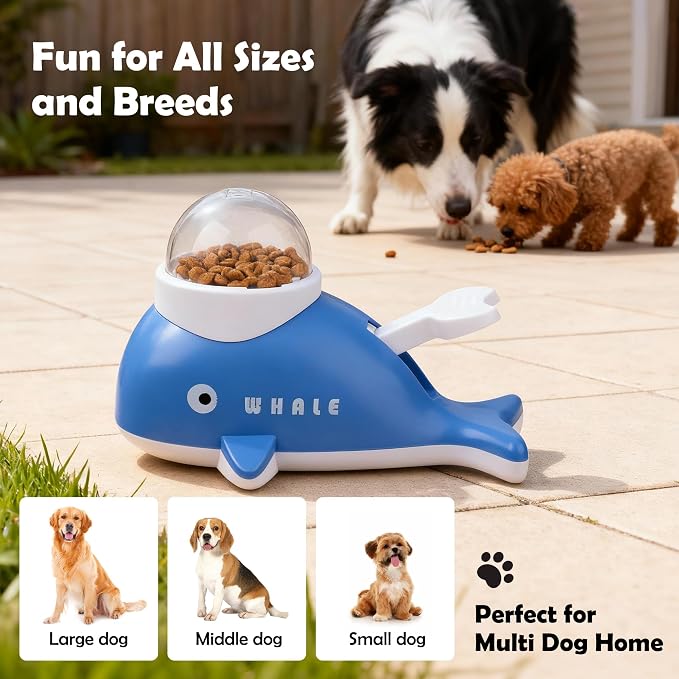 PAWISE Interactive Whale Dog Puzzle Toy & Cat Slow Feeder Food Dispenser