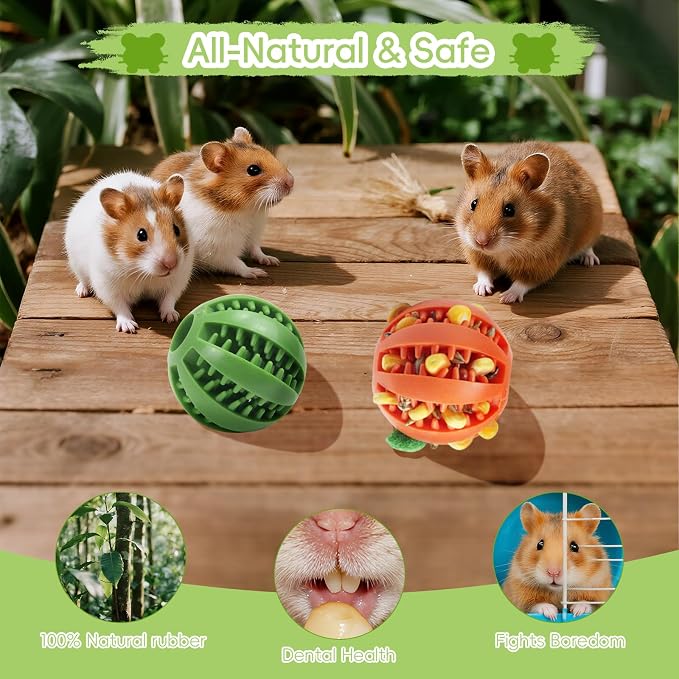 2 PCS Hamster Balls, Hamster Toy Enrichment Foraging Ball, Guinea Pig Maze Intellectual Toys Treat Balls, Snack Hidden Dispenser, Small Animals Slow Feeder for Guinea Pigs Rats Rabbits