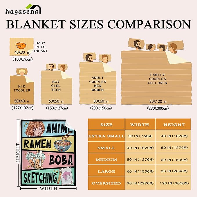 Kawaii Anime Decor Flannel Blanket - Luxurious Warm & Cozy for Women & Girls, L 60x80 Inch Most People's Choice