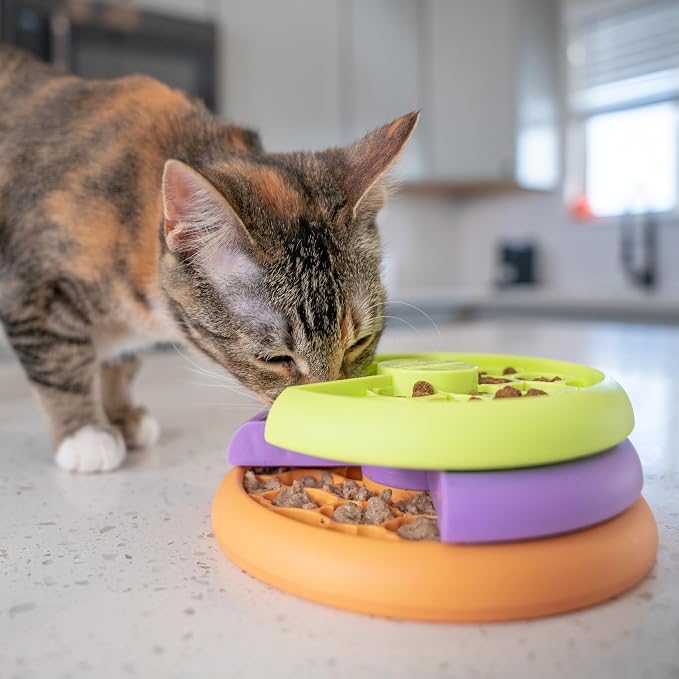 Catstages Kitty Lickin' Layers Interactive Cat Slow Feeder Treat Puzzle Toy, Dry or Wet Food, Mental Stimulation, Foraging Toy with 80+ Compartments (Pack of 12)