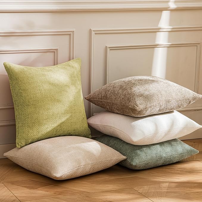 a moment Yellow-Green Chenille Throw Pillow Covers 12x20 Inch Pack of 2 Modern Decorative Throw Pillow Covers Farmhouse Cross Covers Home Decor for Sofa Bedroom Living Room