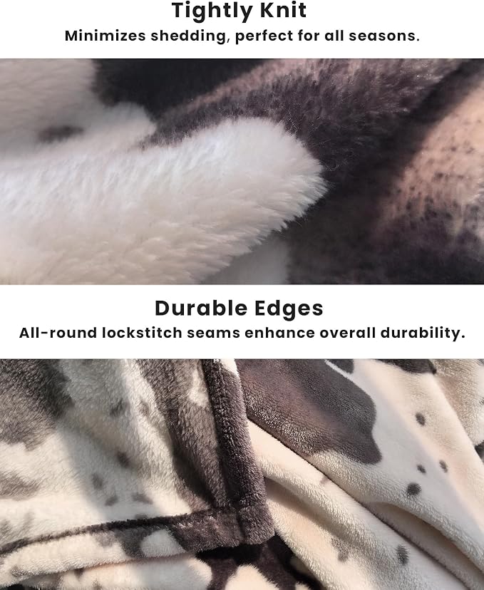Cow Print Blanket Ultra Soft Flannel Throw Blanket for Couch Bed, Cute Cozy Lightweight All-Season Fleece Blanket, Gift for Women & Girls, 50×60 Inches Brown