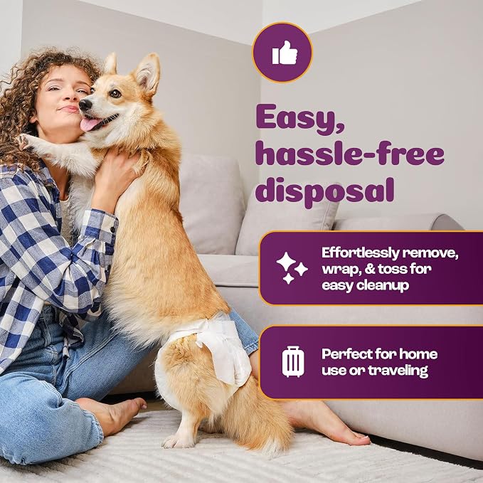 Inspire Pet Care Dog Diapers Female Dogs | Bulk Value Doggie Incontinence | For Heat, Pee or Period and Housebreaking