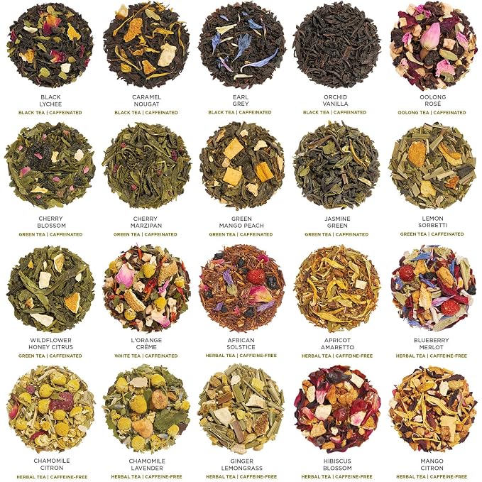 Tea Forte Premium Tea Chest Presentation Box Gift Set Sampler, 40 Count Individually Wrapped Handcrafted Pyramid Tea Infuser Bags, Jubilee
