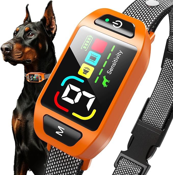 Bark Collar AI Dual-Detection, Instant Quiet Anti Bark Device 4 Training Modes, 30-Day Battery, One-Click Peace, 9 Sensitivity Automatic Dog Bark Collar for Large Medium Small Dogs, Orange
