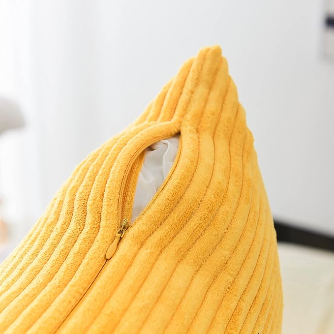 Home Brilliant Mustard Yellow Throw Pillow Cover 18x18 Decorative Plush Corduroy Striped Summer Decor Throw Pillow Cushion Cover for Couch Bed Decor, 18 x 18 (45x45), Sunflower Yellow