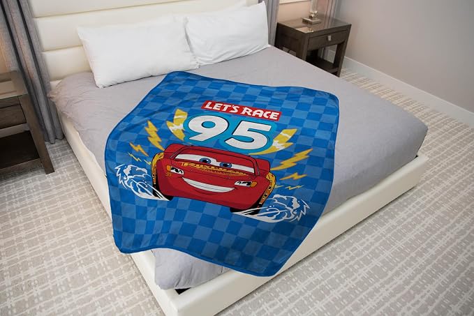 Sunny Side Up Disney Pixar Cars Plush Throw Blanket - Measures 46 x 60 Inches - Super Soft & Cozy Fleece Kids Bedding Features Lightning McQueen