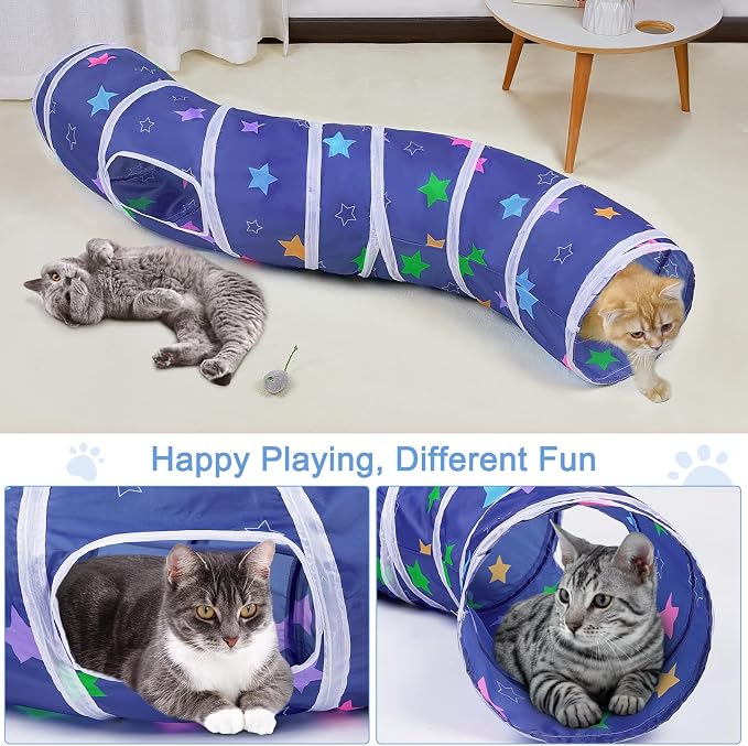 Glittme S-Shape Cat Tunnel, Foldable Cat Tunnels for Indoor Cats
