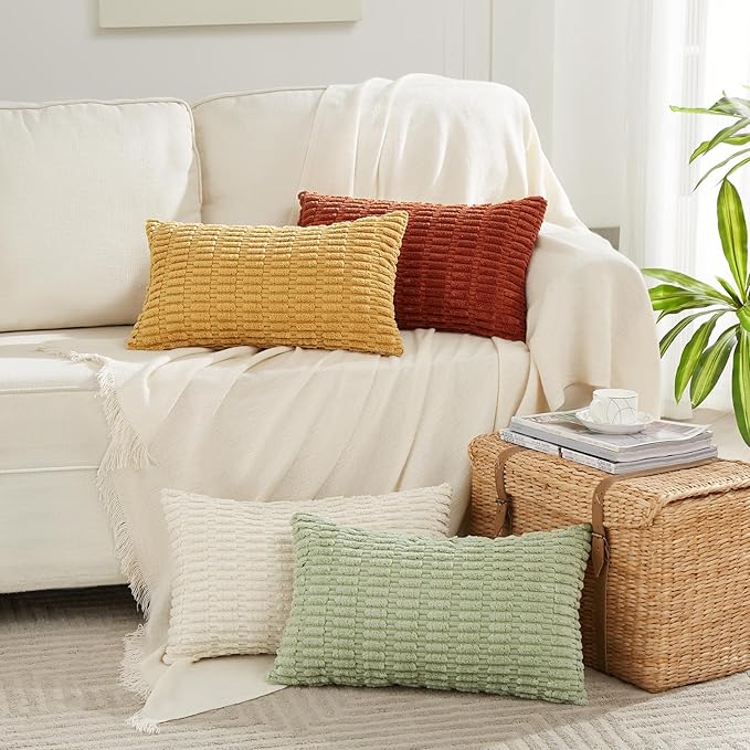 Fancy Homi 4 Packs Decorative Throw Pillow Covers for Living Room Couch Bed, Modern Farmhouse Boho Home Décor Accent Cushion Case, 20" x 12", Fall