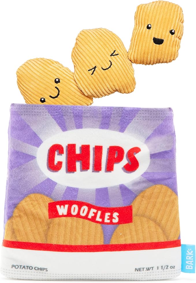 BarkBox Woofles Potato Chips 2-in-1 Interactive Plush Dog Toy