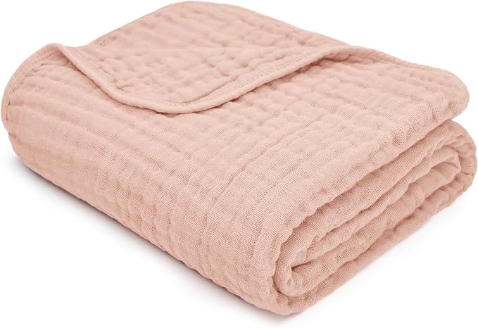 Comfy Cubs Muslin Baby Blanket 40" x 40" L - Swaddle Blankets Blush | Soft, Lightweight, 6-Layer Cotton Breathable Baby Blankets - Comfortable, Gentle & Versatile Cotton Baby Blankets for Sleep