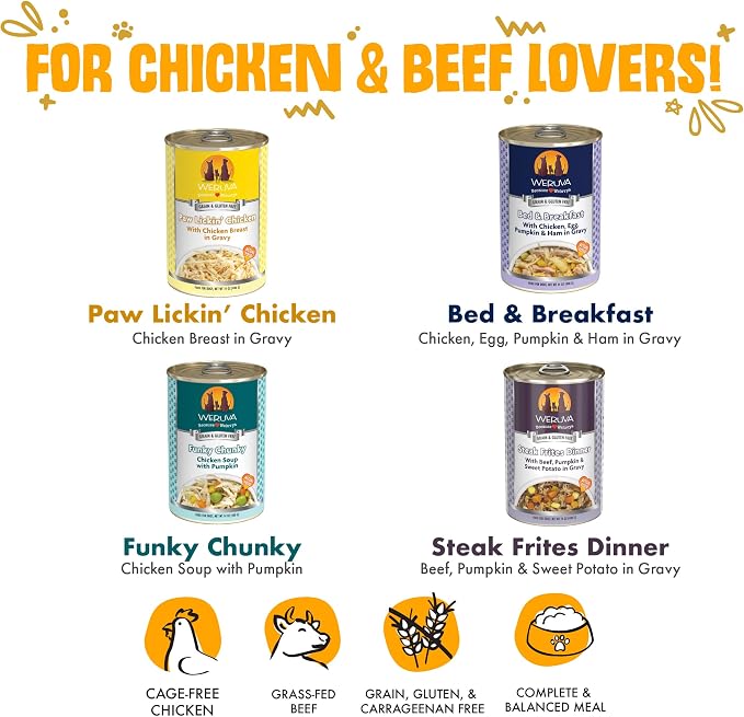 Weruva Classic Dog Food, Variety Pack, Baron's Batch, Wet Dog Food, 14oz Cans (Pack of 12)