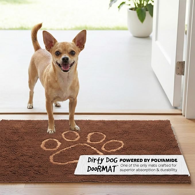 Dog Gone Smart Dirty Dog Doormat - Fast Drying Rug with Super Gripper Backing for Clean Floors - Super Absorbent Microfiber and Machine Washable Mat for Muddy Paws - Mocha | Super Gripper Backing for Clean Floors - Absorbent Microfiber and Machine Wash...