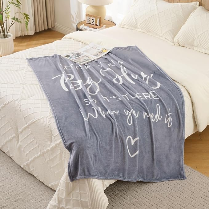 Grey Inspirational Healing Throw Blanket – Soft Flannel Fleece 50″×60″ – Get Well Soon Gifts for Women & Men – Sympathy, Thinking of You & Birthday Gift Blanket – All-Season Comfort and Warmth