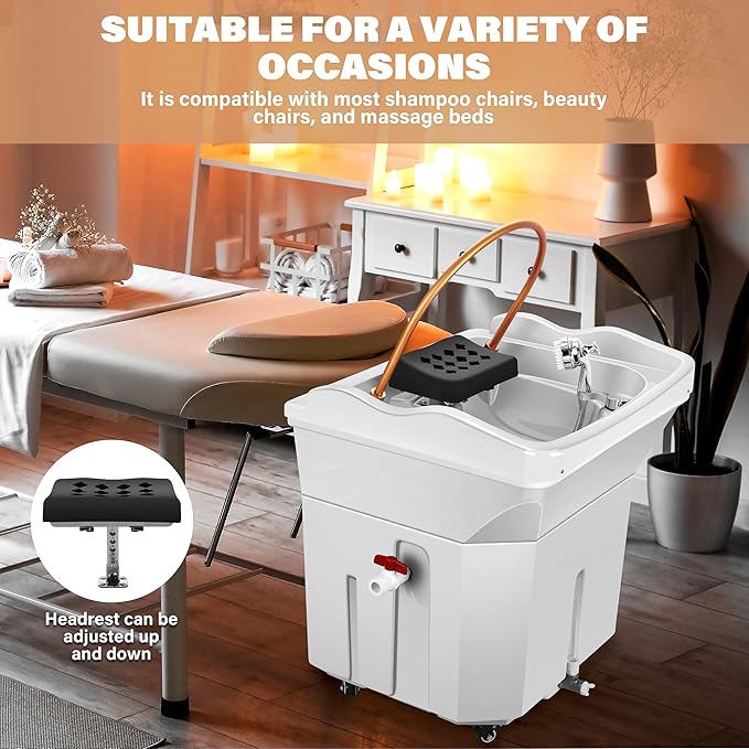 Freshlyy Relaxation Head Spa Equipment with 60L Water Tank, Steam,Warm Steam and Hair Wash Sink for Scalp Care (White)