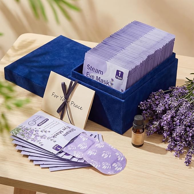 100 Pcs Steam Eye Masks for Dry Eyes Lavender Self Heated Steam Warm Eye Mask Heated Disposable Eyes Masks for Dark Circles, Puffy, Relief Stress, Fatigue Relaxation Gifts